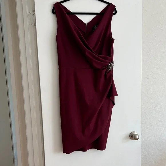 green emerald velvet dress Alex Evenings Rosette A-Line Gown - Merlot main image 0